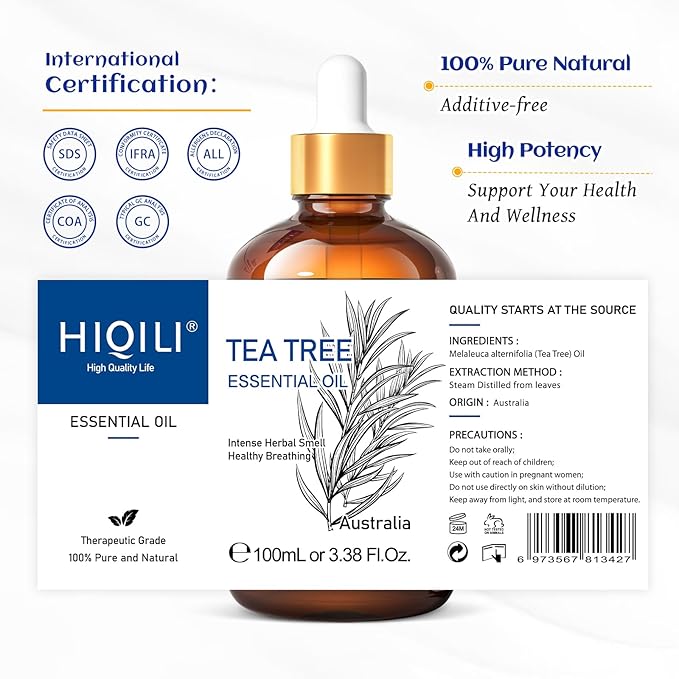 HIQILI Tea Tree Oil for Skin, Hair, Toenail