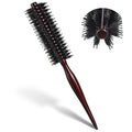 Roller Brush for Blow Drying, Natural Boar Bristle Round Brush Portable Mini Roller Hairbrush with Wooden Handle for Women Men's Beard Fine Thin Hair Straightening Curling Volumizing Detangling