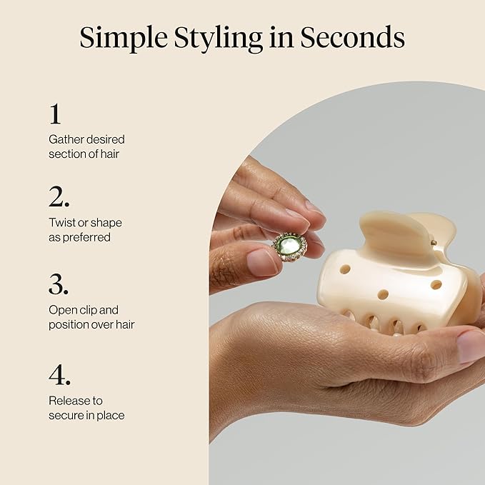 KitschPop ™ Hair Clips For Women with Charm Sets -Customizable Cloud Claw Clip With Interchangeable Collectible Cute Charms - Pearlized Cream, 7pcs Set