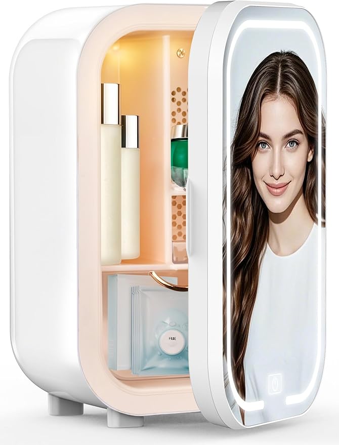 Kikihouse 22L Mini Skincare Fridge, Beauty Fridge for Cosmetic Storage, 44°F Intelligent Temperature Control, Personal Small Makeup Refrigerator for Bedroom, Dorm