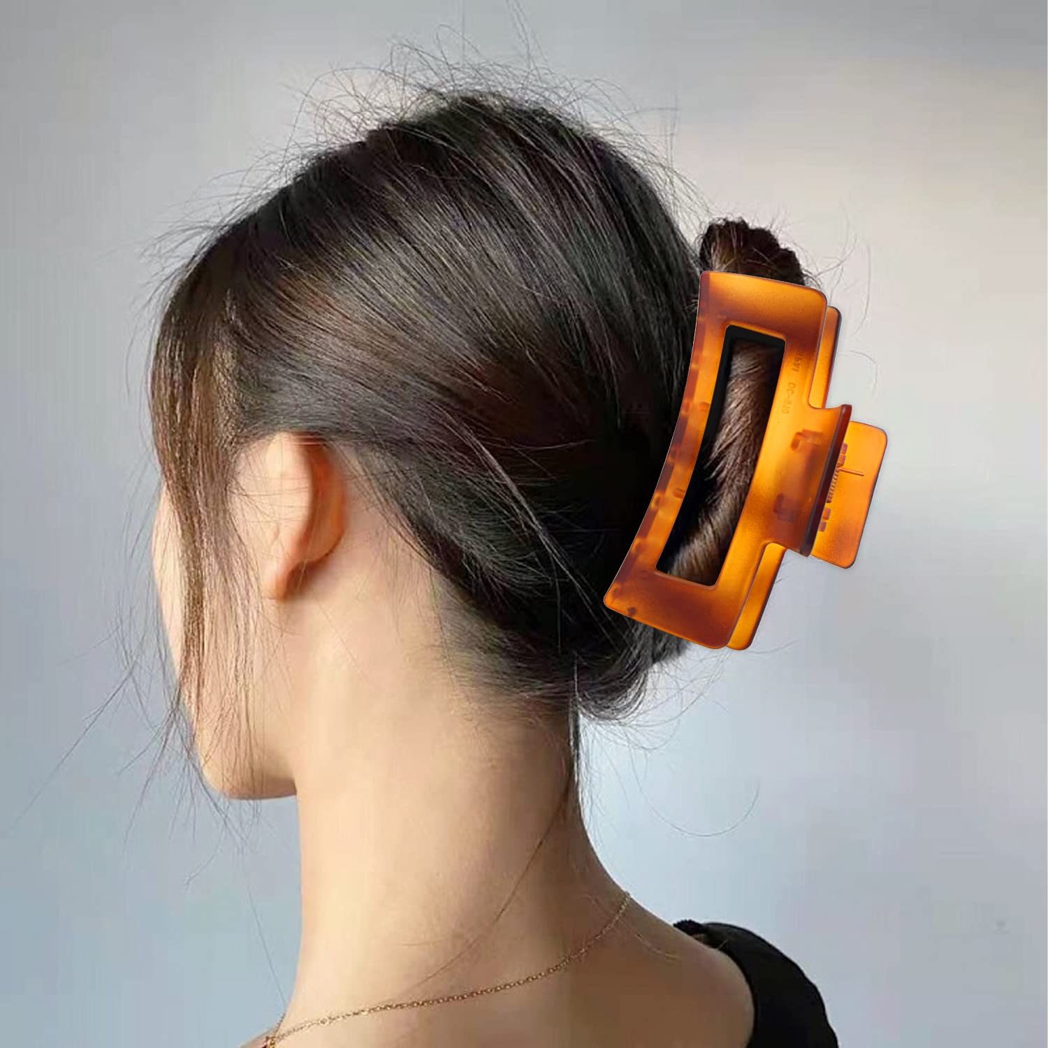 Big Hair Claw Clips for Women Girls, 4.2" Matte Rectangle Hair Clips for Thick and Thin Hair, Nonslip Hair Cutcher Jaw Clamps (Black&Tortoise)