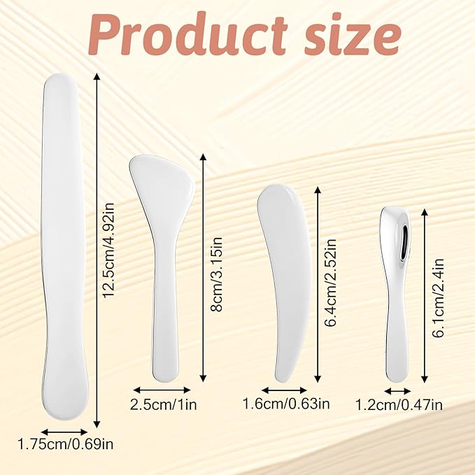 4 PCS Mini Metal Makeup Spatula, 4 Styles Multi-functional Stainless Steel Cosmetic Spatula Reusable Skin Care Cosmetic Spatulas Facial Applicator Tool for Face Mask Cream Lotions Moisturizers
