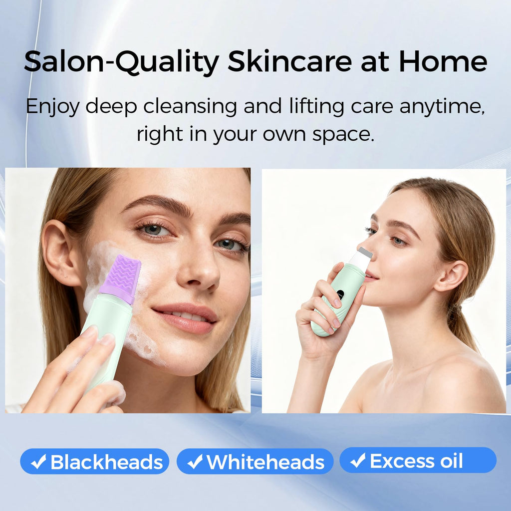 Skin Scrubber Face Spatula, Blackhead Remover Tool for Facial Deep Cleansing, Face Spatula Pore Cleaner with 4 Modes, Whitehead Remover, Blackhead Extractor, Face Scrubber (Green)