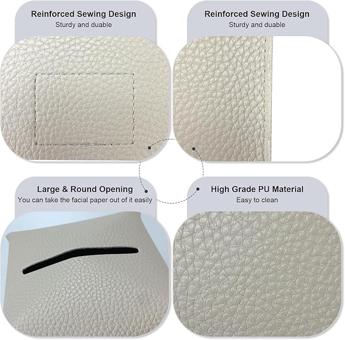 PENGLONG Tissue Box Cover 5X5X5'' PU Leather Tissue Holder Square Tissue Cube Box Organizer for Bathroom Vanity Countertop, Car, Night Stands, Office, Home, Kitchen (2Pack, Lime White)