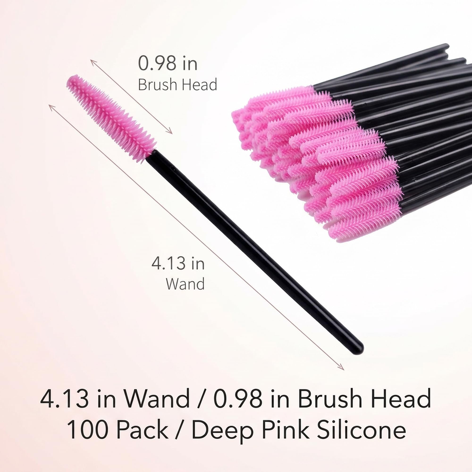 BIHRTC Pack of 100 One-Off Disposable Silicone Eyelash Mascara Brushes Wands Applicator Eyebrow Brush Makeup Tool Set Deep Pink for Makeup Salon and Travel Beauty Kits