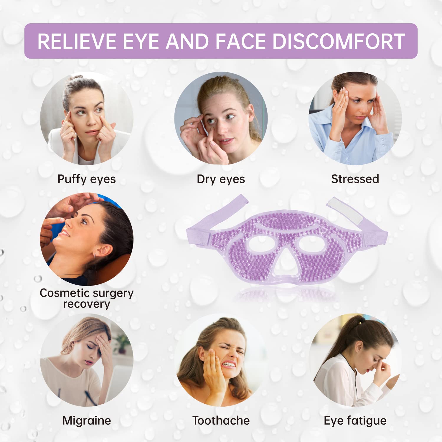 Ice Face Eye Mask for Woman Man,Hot or Cold Gel Face Ice Mask Reusable
