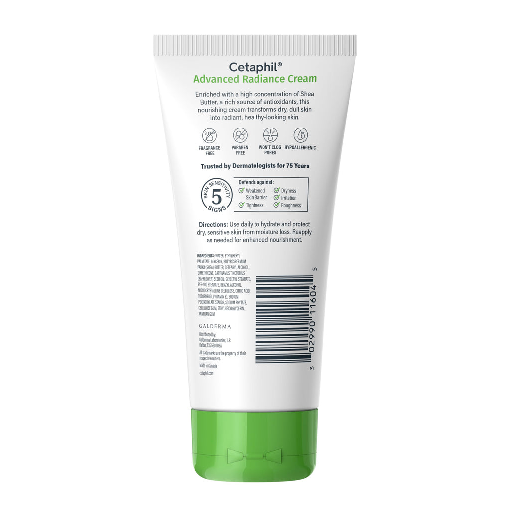 Cetaphil Advanced Radiance Face Cream, Shea Butter, Fragrance Free, 6 oz