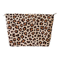 itgowisa Leopard Print Corduroy Makeup Bag, Travel Makeup Pouch for Purse