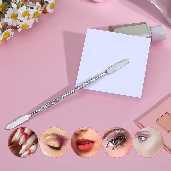 Oruola 100 Sheets Disposable Nail Art Palette Paper,Makeup Mixing Palette Paper,2 Sizes of Waterproof Portable Nail Art Palette with Stainless Cosmetic Spatula for Makeup Nail Gel Mixing Home Salon