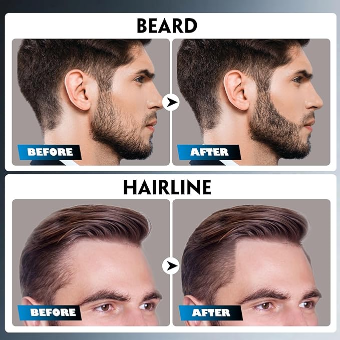Beard Pencil with Beard Brush Long-lasting & Water-proof Grooming Kits for Mens, Gifts for Him (Black)
