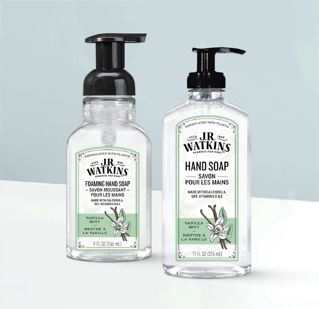 J.R. Watkins Foam Hand Soap Dispenser 3 Pack, Vanilla Mint, 9 fl oz