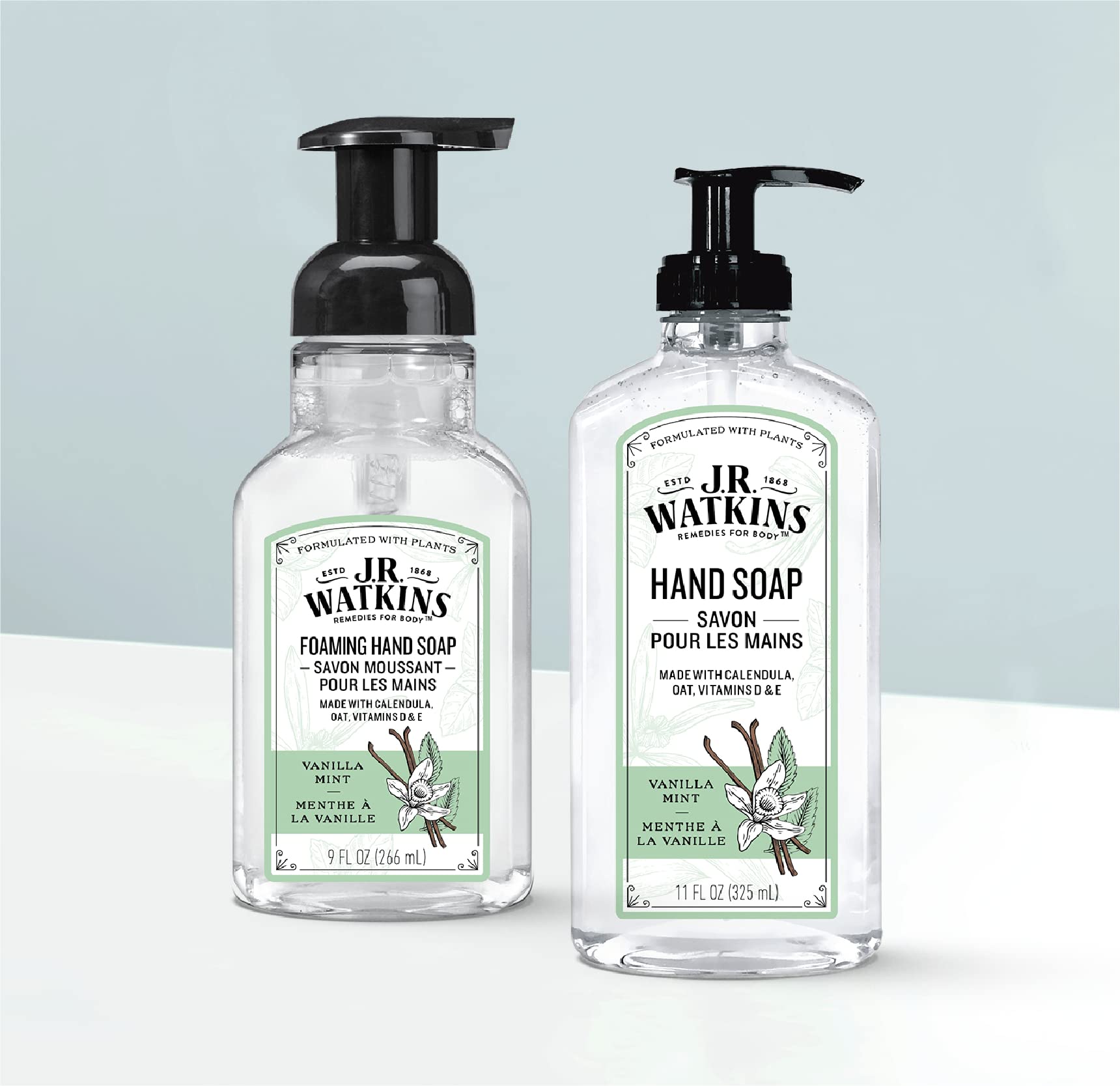 J.R. Watkins Foam Hand Soap Dispenser 3 Pack, Vanilla Mint, 9 fl oz