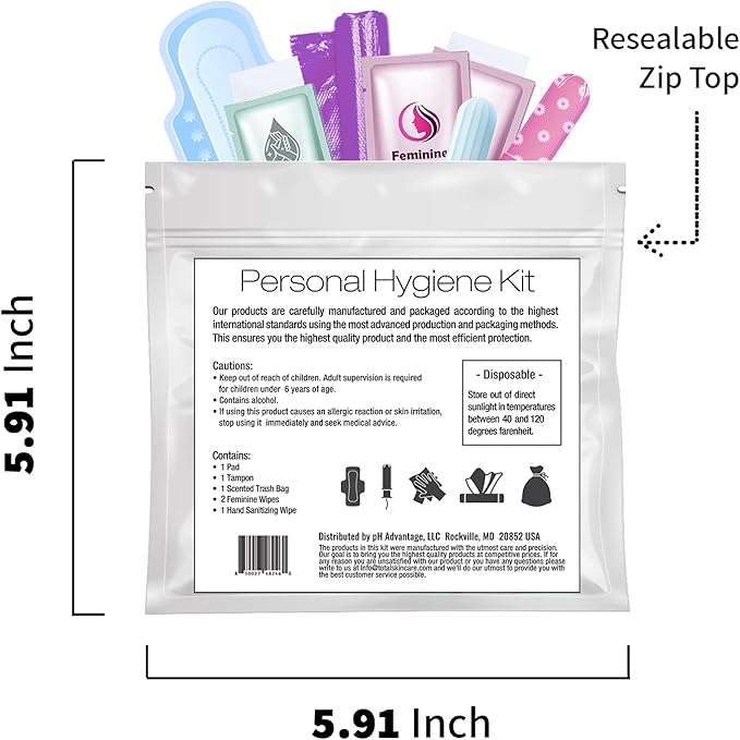 Menstrual Kit All-in-One 10 Pack | Convenience on The Go | Period Kit Pack for Travelling, Tweens & Teenager | Individually Wrapped Feminine Hygiene Product (Blue Forest)