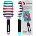Boar Bristle Hair Brush Set of 2, HIPPIH Wet & Dry Hair Brushes Made by Fine Natural Boar Hair Can Adds Shine and Smoothing, Detangling Hairbrush for Women, Men & Kids' Long Curly Thick Hair