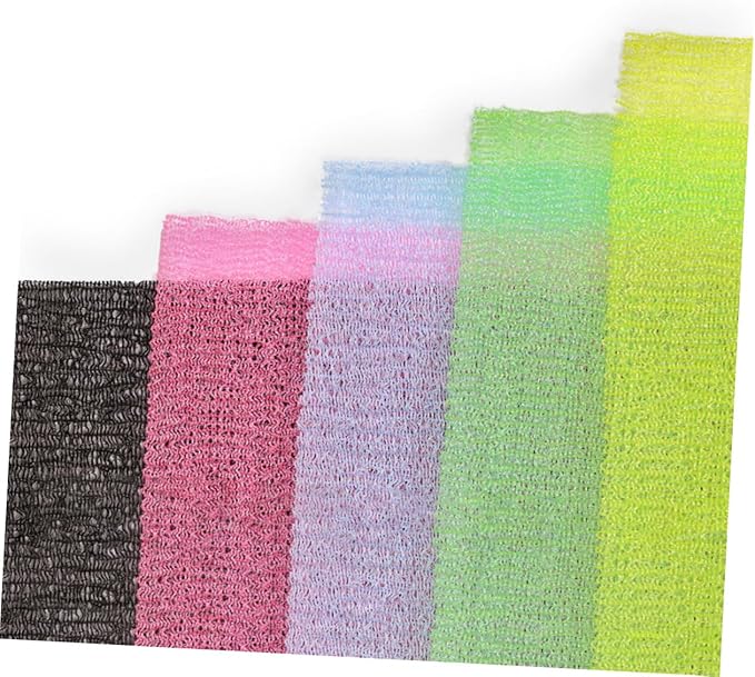 Outanaya 5Pcs Shower Back Scrubber Exfoliating Body Washer with Long Strap for Easy Cleaning of Hard to Reach Areas Promotes Circulation and Improves Skin Health Random Color