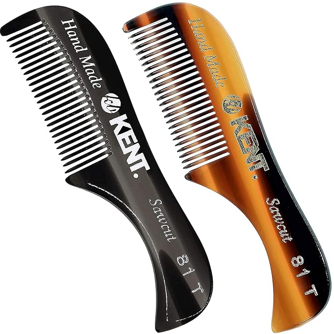 Kent A 81T X-Small Men's Beard and Mustache Comb, Fine Toothed for Facial Hair Grooming and Styling. Quality Cellulose Acetate, Saw-cut Polished. Made in England