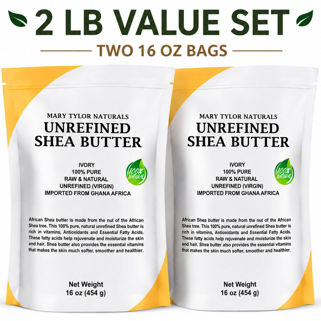 Mary Tylor Naturals Pure Shea butter 2 lb Raw, Unrefined, Ivory From Ghana Africa — Great for Hair, Skin and DIY projects