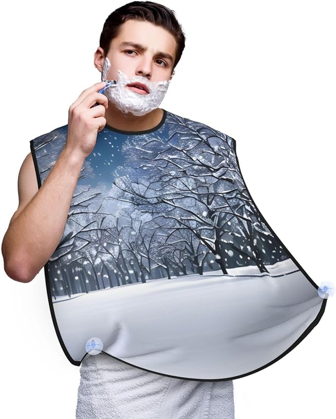 Yellow Flowers Butterflies Print Beard Bib Shaving Apron, Beard Hair Trimming Cape Gift For Dad