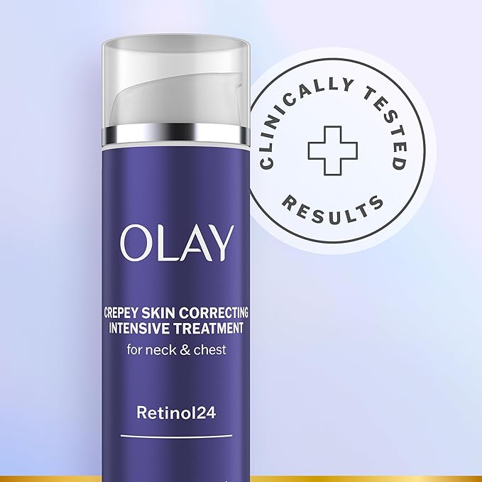 Olay Treatment Cream Intensive Crepey Skin Correcting for Neck & Chest with Retinol24,Vitamin B3 Complex,Deeply Hydrates,Renews & Smoothes Skin,1.7 fl oz,(Pack of 2)