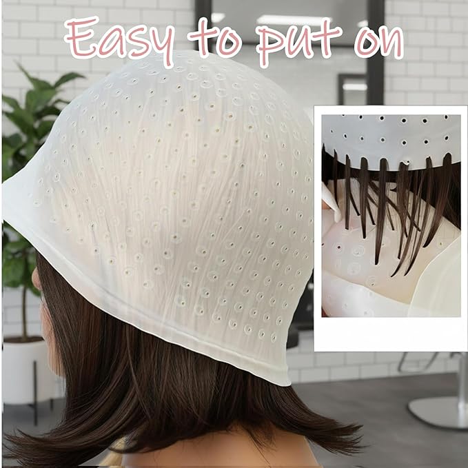4Pcs Hair Highlighting Cap Set, Highlight Caps for Hair, Hair Dye Cap Suitable for DIY Home Hairstylist, Professional Salon Stylist