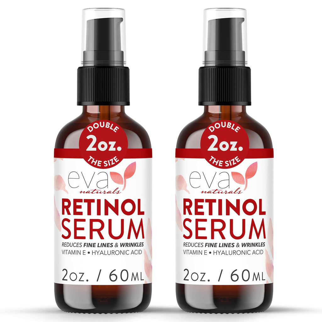 Eva Naturals Retinol Serum, Hyaluronic Acid & Fine Lines, 2 oz, 2-Pack