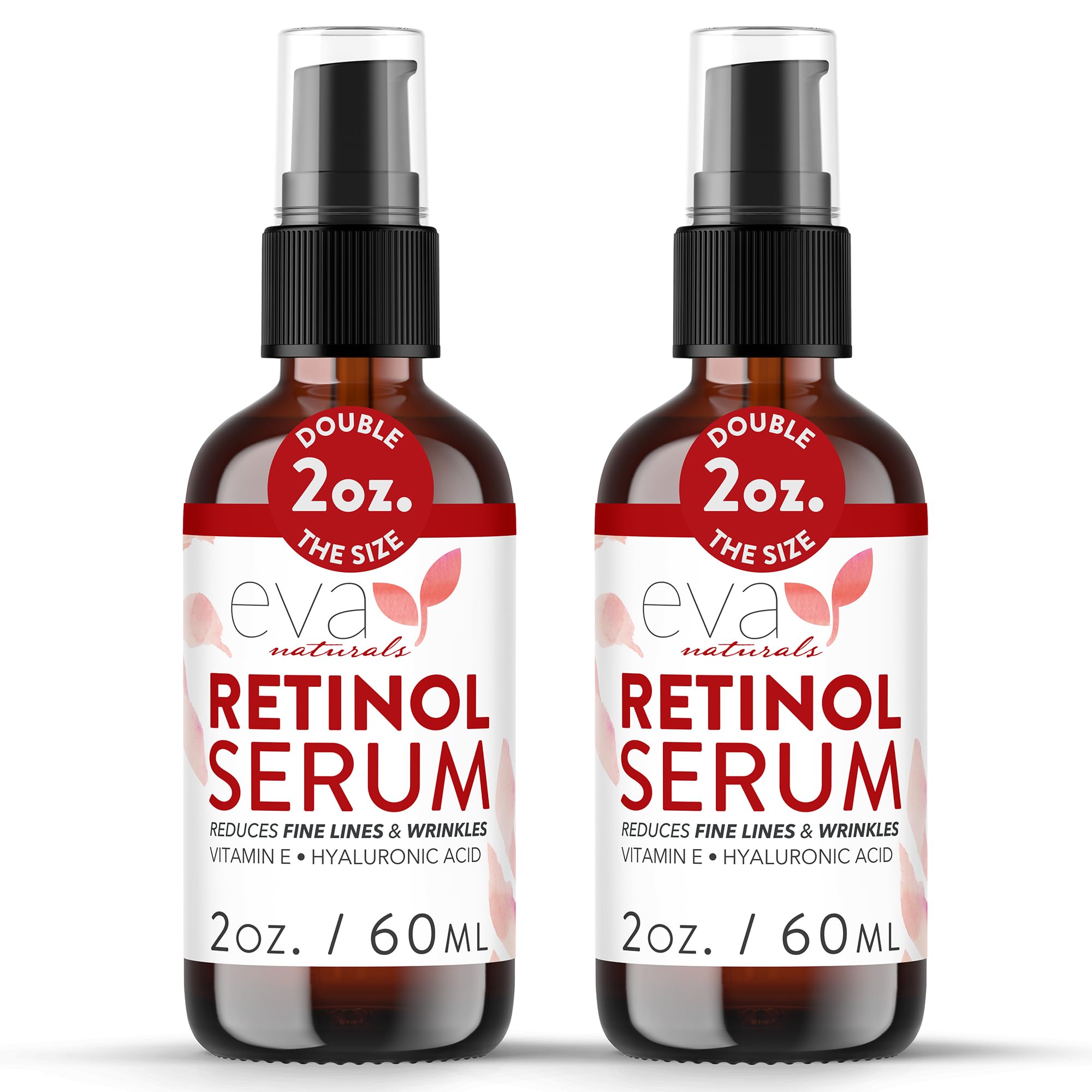 Eva Naturals Retinol Serum, Hyaluronic Acid & Fine Lines, 2 oz, 2-Pack