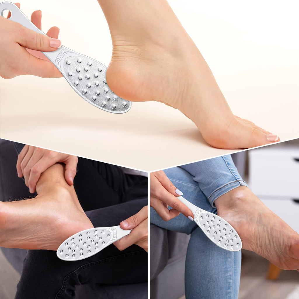 1 Pcs Stainless Steel Foot File Callus Remover Double Sided Metal Foot Scraper Rasp Scrubber for Wet or Dry Skin Professional Pedicure Tool for Hard Skin Cracked Heels Feet (Classic Style)