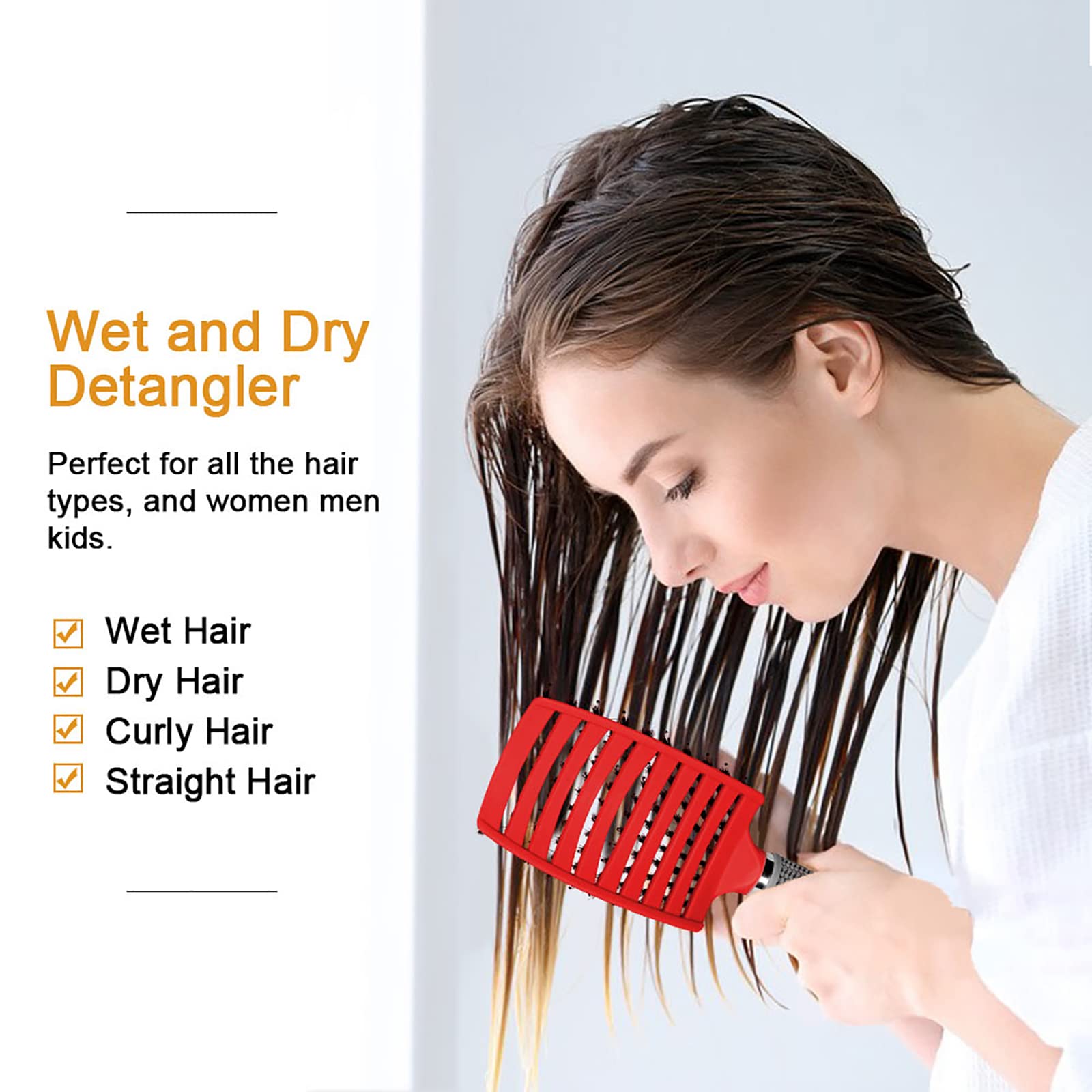 Hairstreaq Detangling Brush, Wet Dry Detangler Hair Brushes, Vented Detangling Brush, Fast Drying Styling Massage Hairbrush for Women & Kids’ Long, Thick, Thin, Curly & Tangled Hair (Purple)