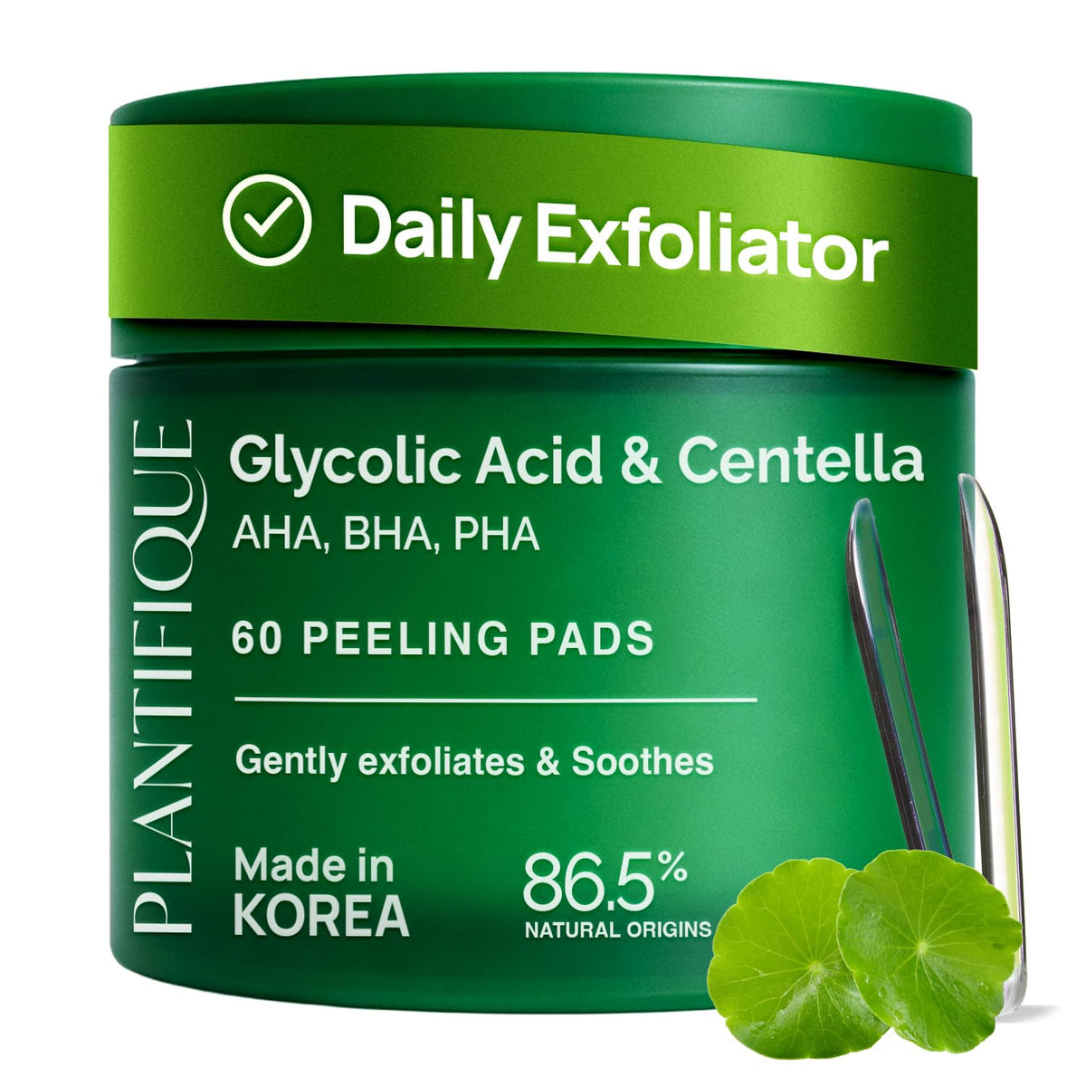 PLANTIFIQUE (Only Refill) Korean Glycolic Acid Pads with CICA, Niacinamide