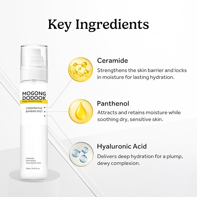 MGDD Cerapanthe Pore Care Face Cream Mist – 4.05 fl oz | Dual-Layer Hydrating Spray with Ceramide, Panthenol & Hyaluronic Acid | EWG Green, Deep Moisture for All Skin Types, Daily Use