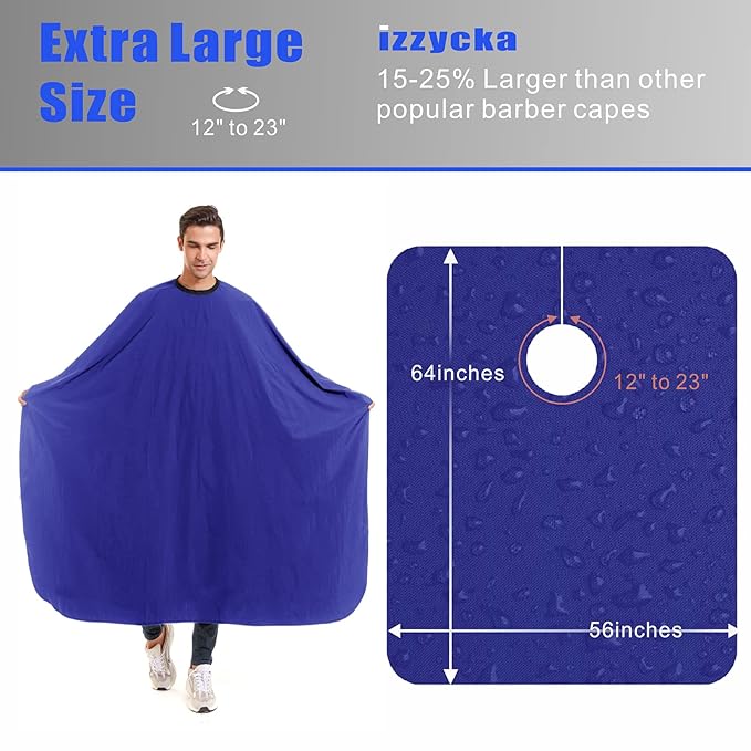 izzycka Barber Cape Salon Large Hair Cutting Capes Haircut for Men Blue