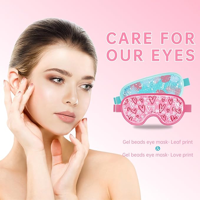 SEIWEHIDO Cooling Eye Mask Cold Eye Compress Mask for Puffy Eyes, Reusable Eye Ice Pack Gel Ice Eye Mask for Tired Eyes, Eyes Surgery, Migraines, Stress Relief, Itchy Eyes, Skin Care, Eye Spa 2PCS