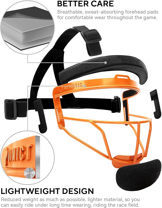 Dinictis Softball Face Mask, Lightweight, Comfortable, with Wide Field Vision, Durable and Safe Face Guards, Premium Protective Softball Fielder's Mask