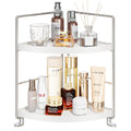 KINGNERWI 2-Tier Bathroom Counter Organizer, Vanity Corner Shelf, Silver