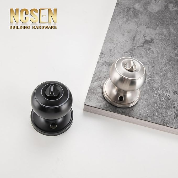 Brushed Nickel Door Knobs Interior,Bath & Bed Privacy Door Knob, Keyless Door Lock Round Doorknobs