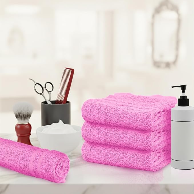 STF Linen Hand Towels (Pack of 40) Pink Economy Towels Salon Towels - 100% Cotton Spa Towel – 16 x 27 Inches Highly Absorbable, Facial, Gym, Hair, Face Towels Bulk