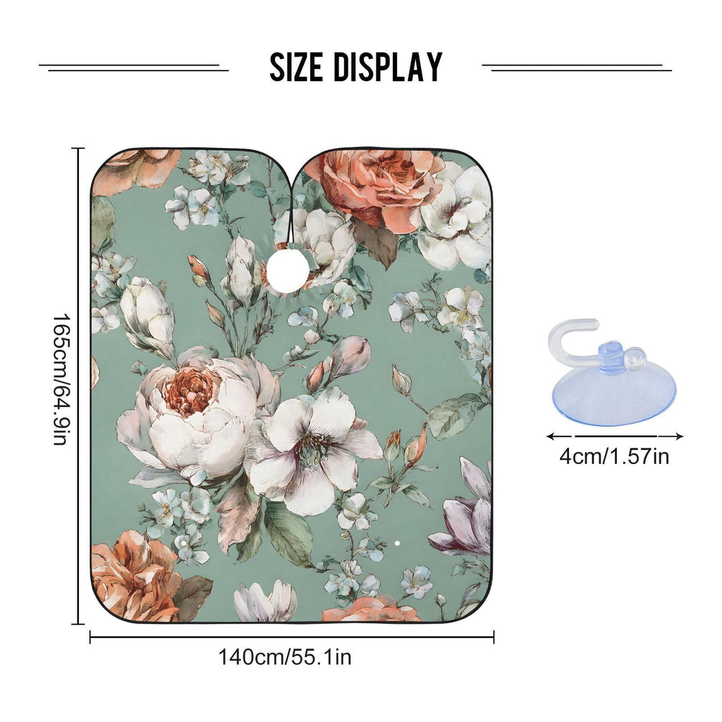 ALAZA Rose Peony Flower Vintage Barber Cape for Men Women, Waterproof Haircut Apron Beard Shaving Bib Hair Cutting Cloth 55 x 65 Inch
