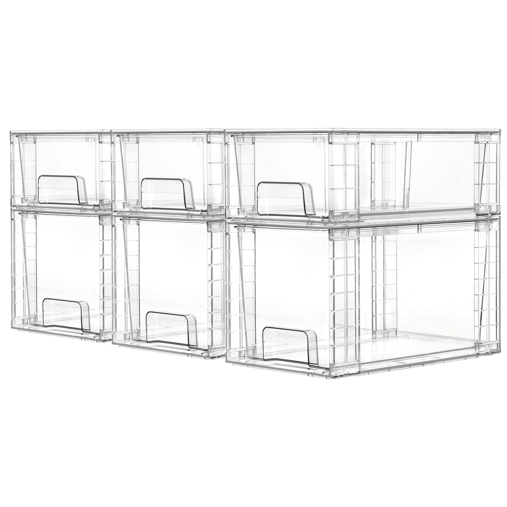 Vtopmart Clear Stackable Storage Drawers, 6 Pack Medium Organizer Set