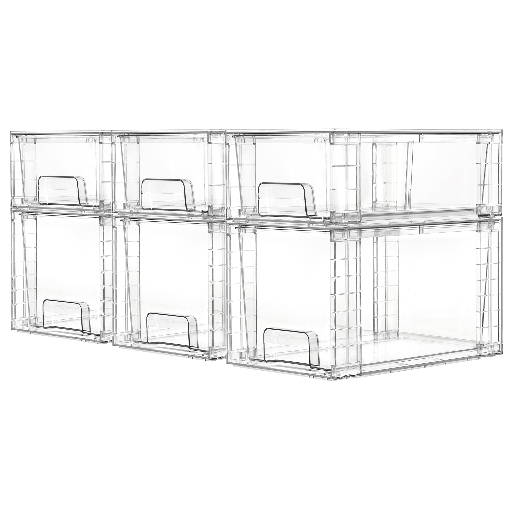 Vtopmart Clear Stackable Storage Drawers, 6 Pack Medium Organizer Set