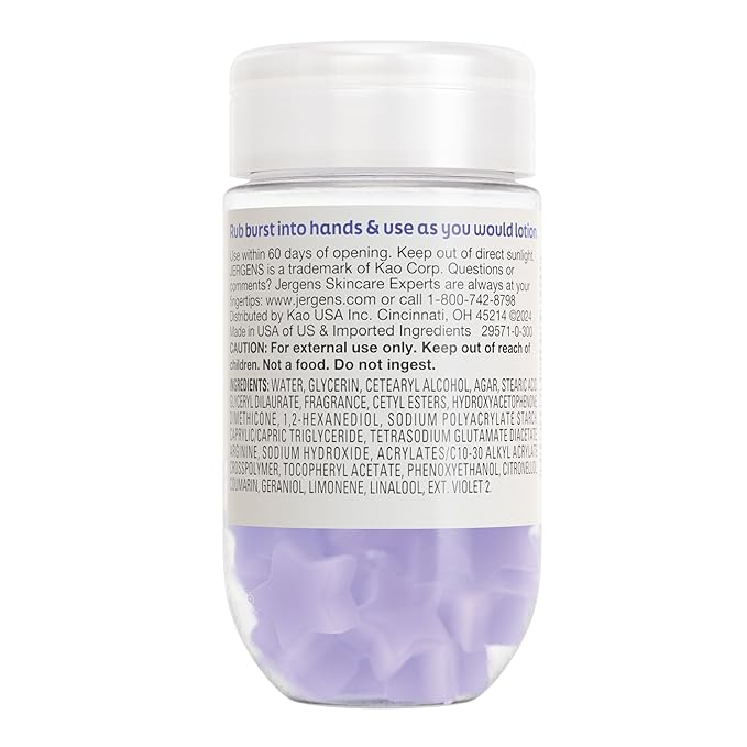 Jergens Lavender Lotion Bursts, Squishy Star-Shaped Moisturizer Bursts, Gifts for Teen Girls or Boys, 38 Ct