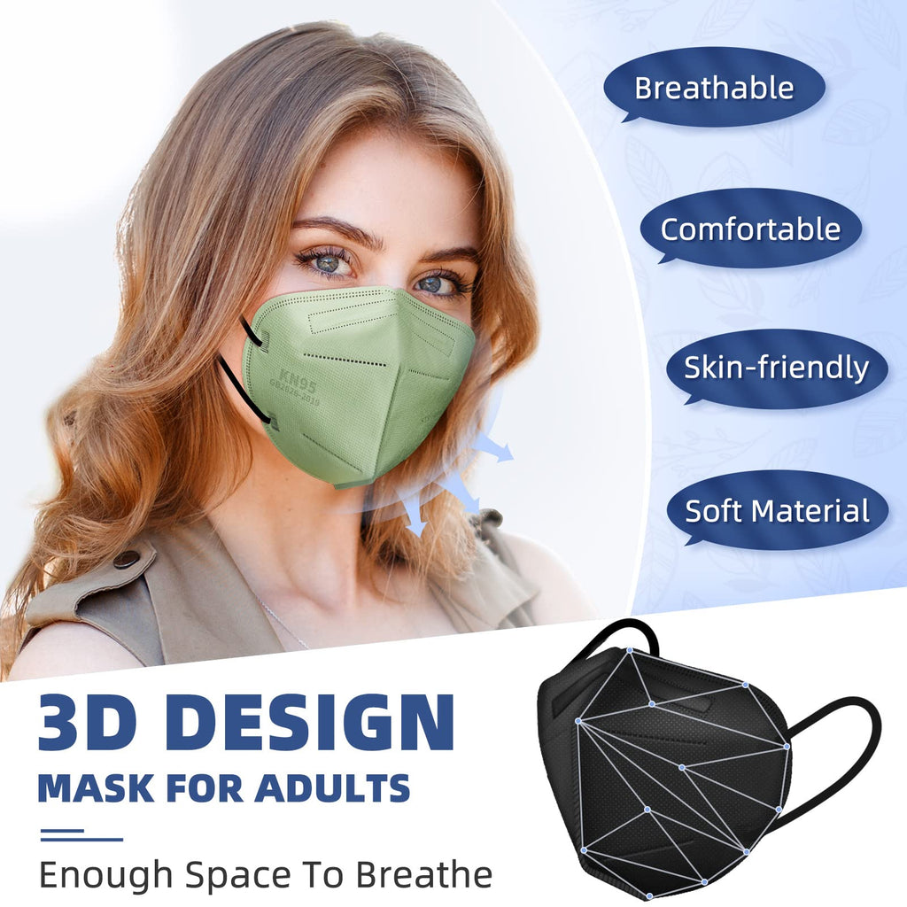 FENFEN KN95 Face Masks for Adults, 50 Pack 10 Colors Disposable KN95 Masks, 5 Layer Breathable Individually Wrapped Face Masks with Designs, Filter Efficiency 95%