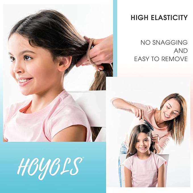 HOYOLS Hair Ties for Thick Heavy Hair, Seamless Ponytail Holders 100 pcs