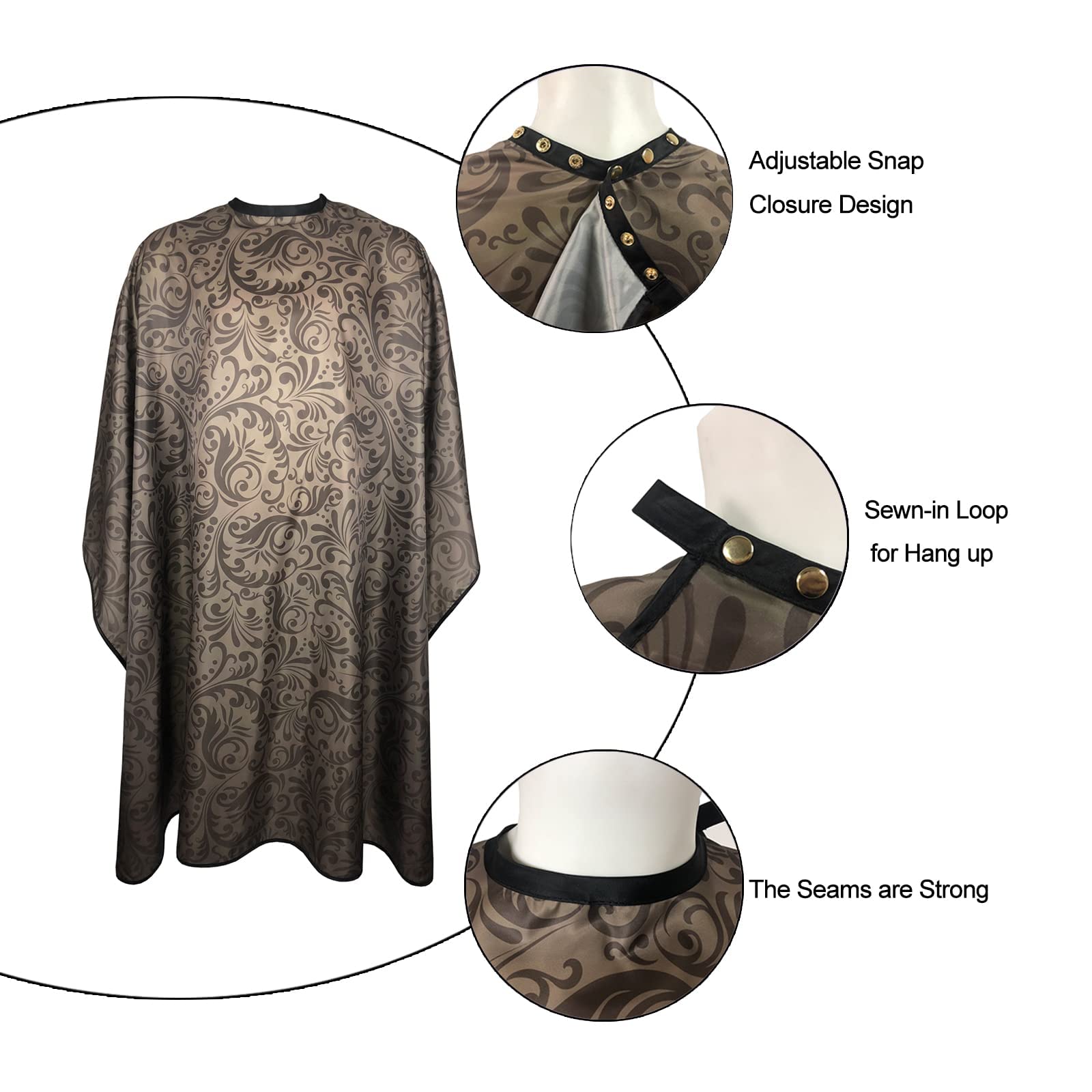 Professional Salon Cutting Cape with Snap Closures - Large Waterproof Hairdressing Cape Gown Apron for Hairstylist - 63' 56' (CLASSICAL PATTERN)