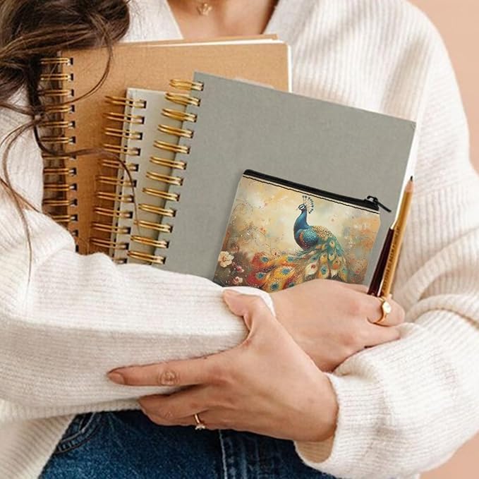Peacock Print Period Organizer with Zipper Sanitary Napkin Storage Holder Pouch Portable Bag for Women Daily Use