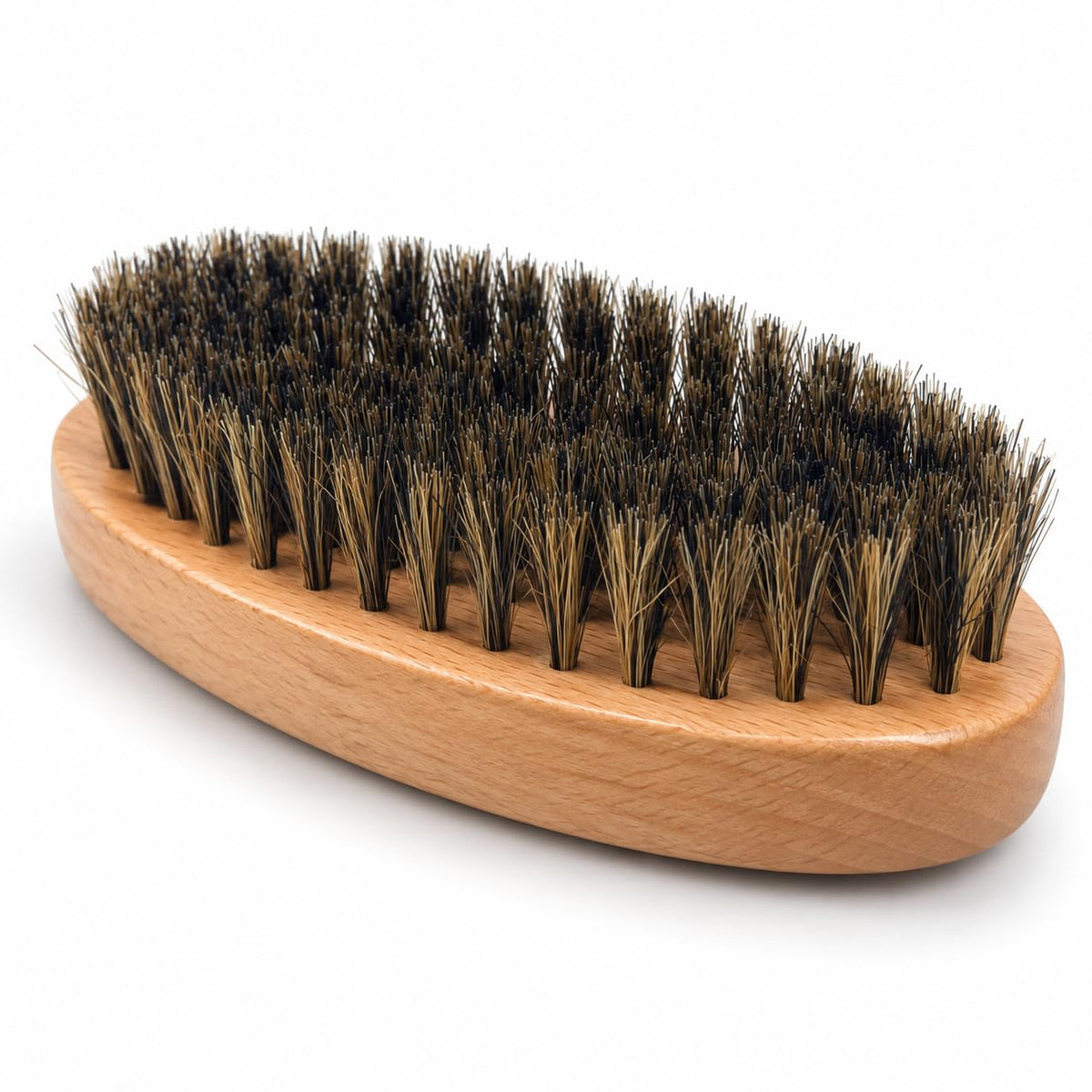 G.B.S Military Style Dual Bristle Beard and Hair Brush - Hi-Gloss Wood, Animal-free Vegan Bristles, Over 2,000 Firm Bristles for Daily Grooming (BLACK)
