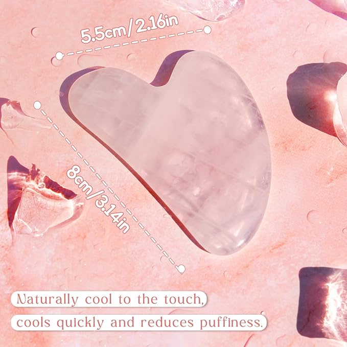 Flagest Rose Quartz Gua Sha Facial Tool, 100% Genuine Guasha Stone