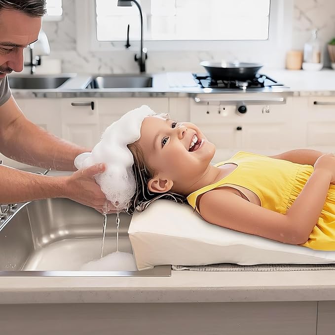 Hair Washing Station for Kids Waterproof Shampoo Foam Mat with Ergonomic Design Non Slip Bath Pillow Sink Soft Neck Support for Easy Hair Wash