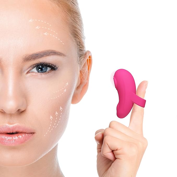 MaeDouy Multifunctional Powerful Silicone Handheld Face Massager, Portable Mini-Ring Eye Massage Tool, Waterproof Eye, Jaw, Finger and Body Massager, Relieves Facial Muscle Fatigue and Pain - Rose