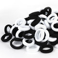 Small Girls Hair Ties, Baby Toddler Hair Bands, Cotton Kids Hair Ponytail Holders No Damage and Mini Baby Elastic Holders No Crease, Black and White, by NSpring