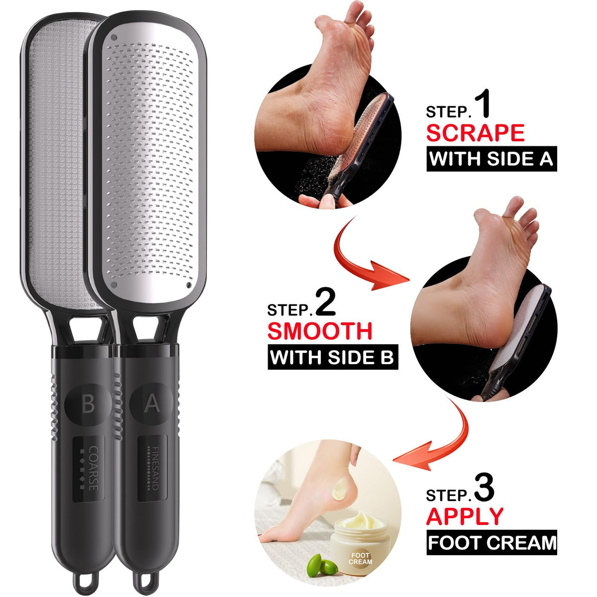 Antonki 2-in-1 Foot File Scrubber Feet Rasp for Dead Skin, Callus, Corn